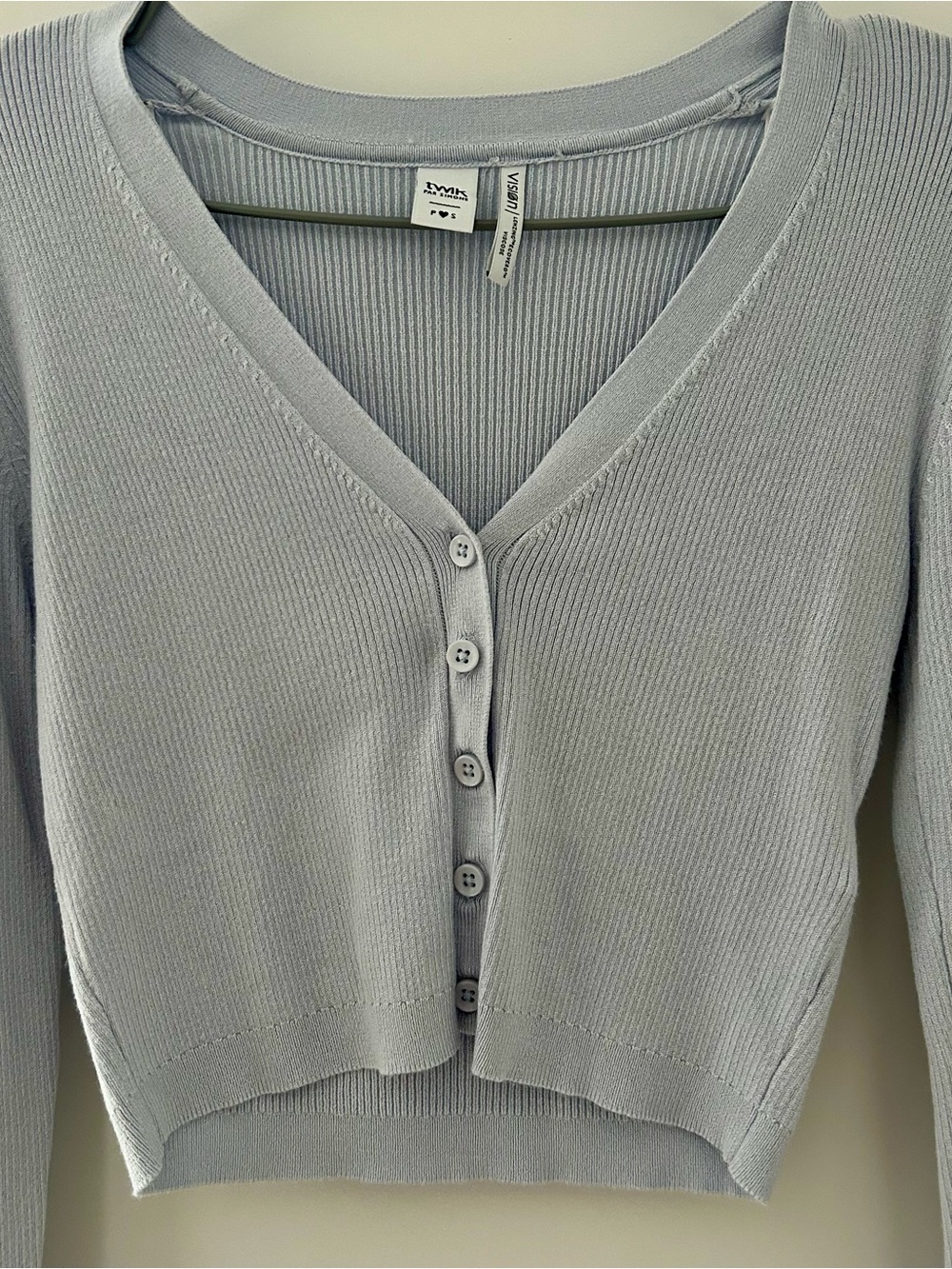 Gorgeous Simons Periwinkle Ribbed V-Neck Button Cardigan TWIK